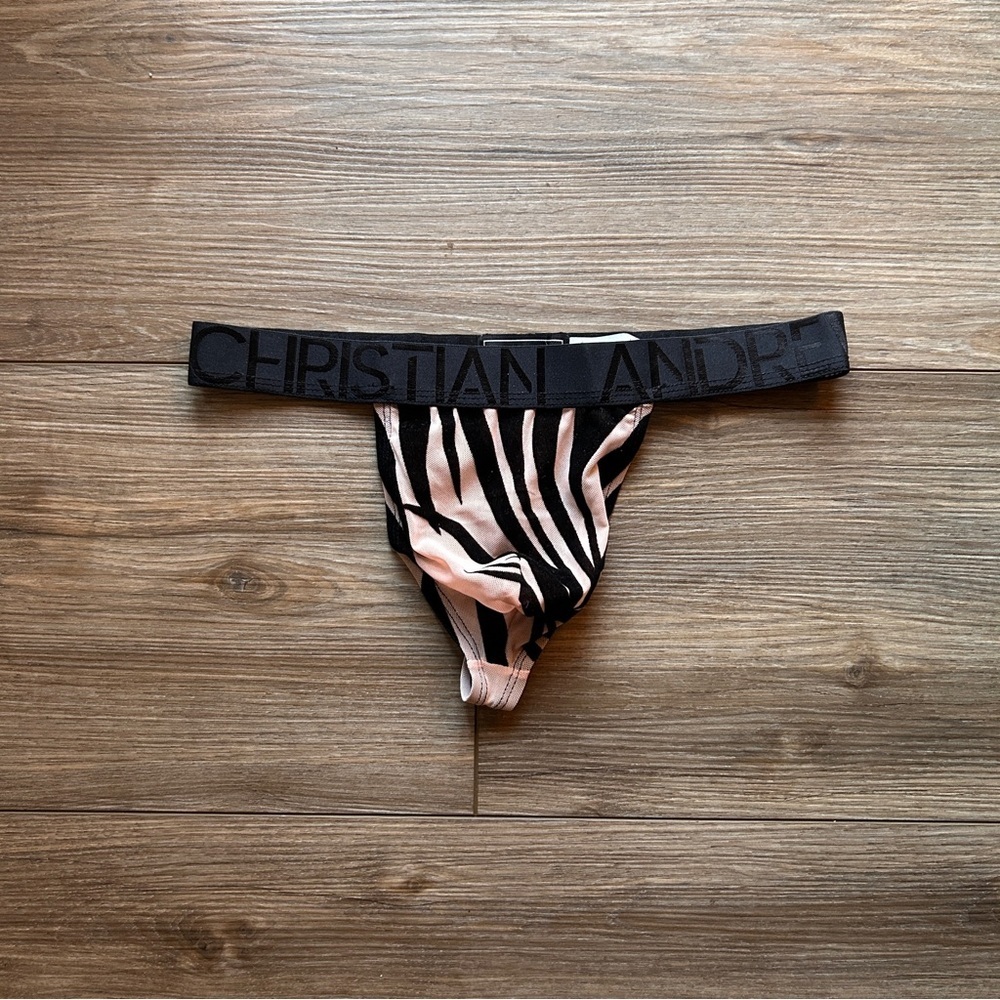Andrew Christian | Palmero Sheer Tiger Thong in Black Sand (Small)